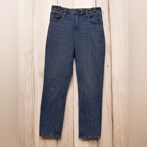 Abercrombie & Fitch High-Rise Straight-Leg Jeans in Dark Blue